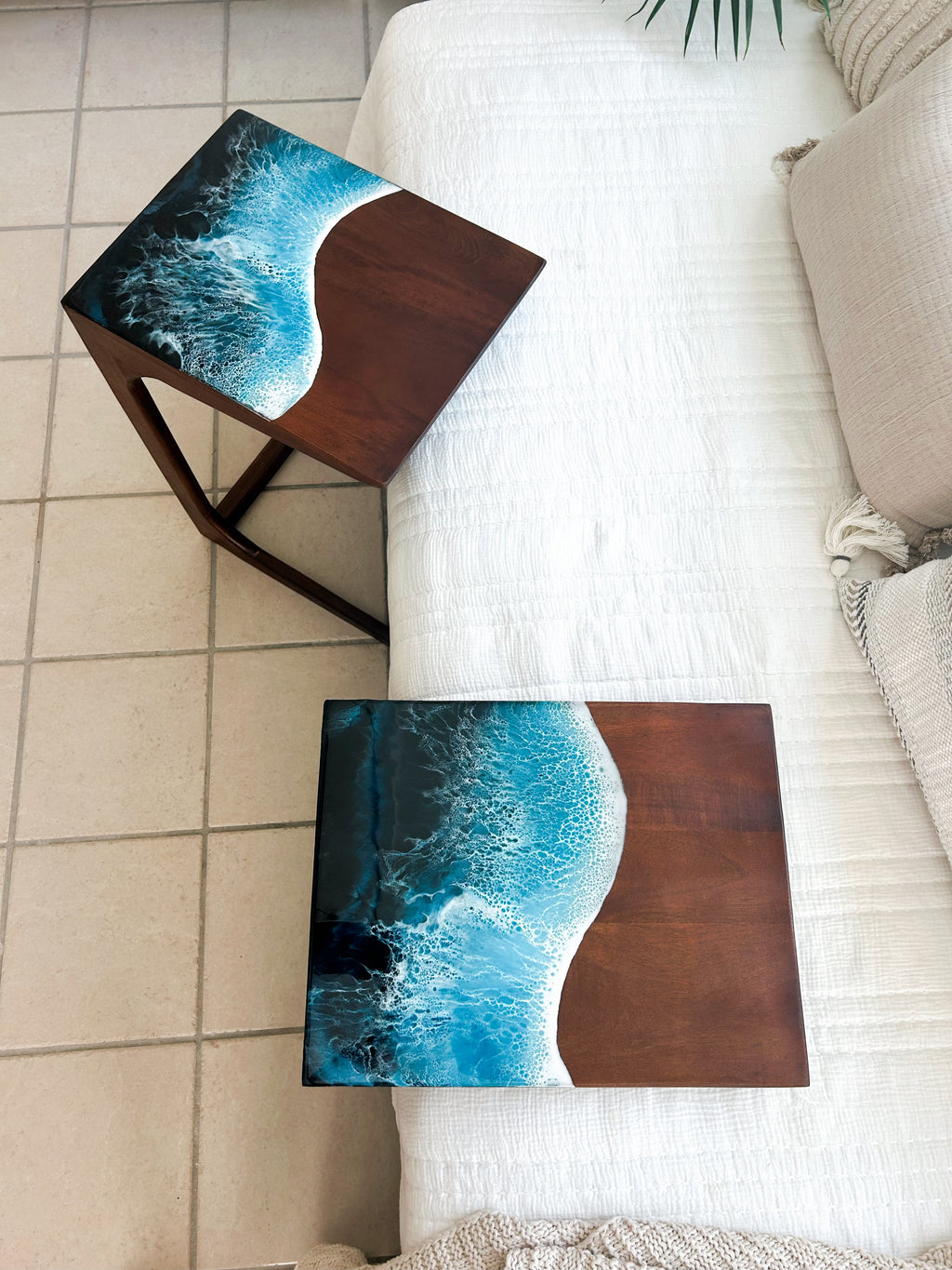 Custom Koa Wood C- Shaped Side Table