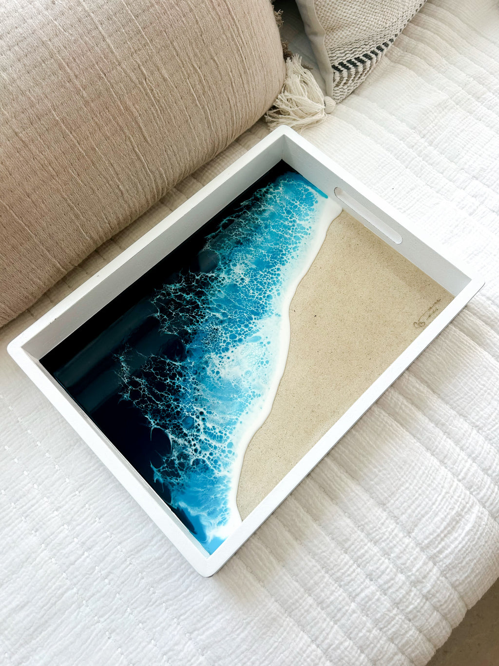 White Tray with Local Sand 12x16