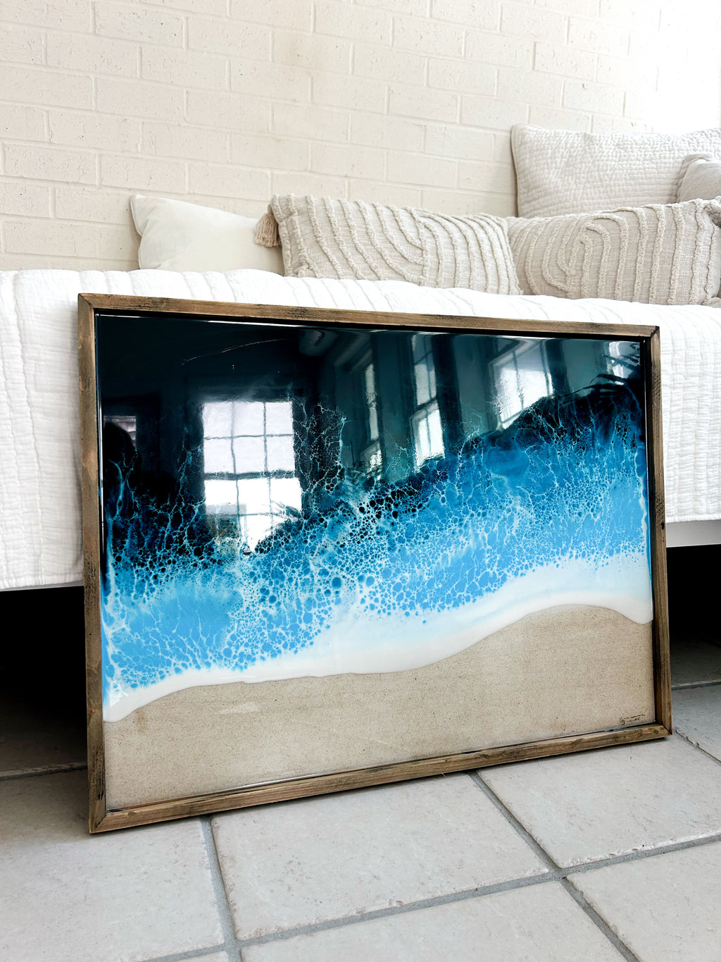 21x28 Driftwood Framed Canvas with Local Sand