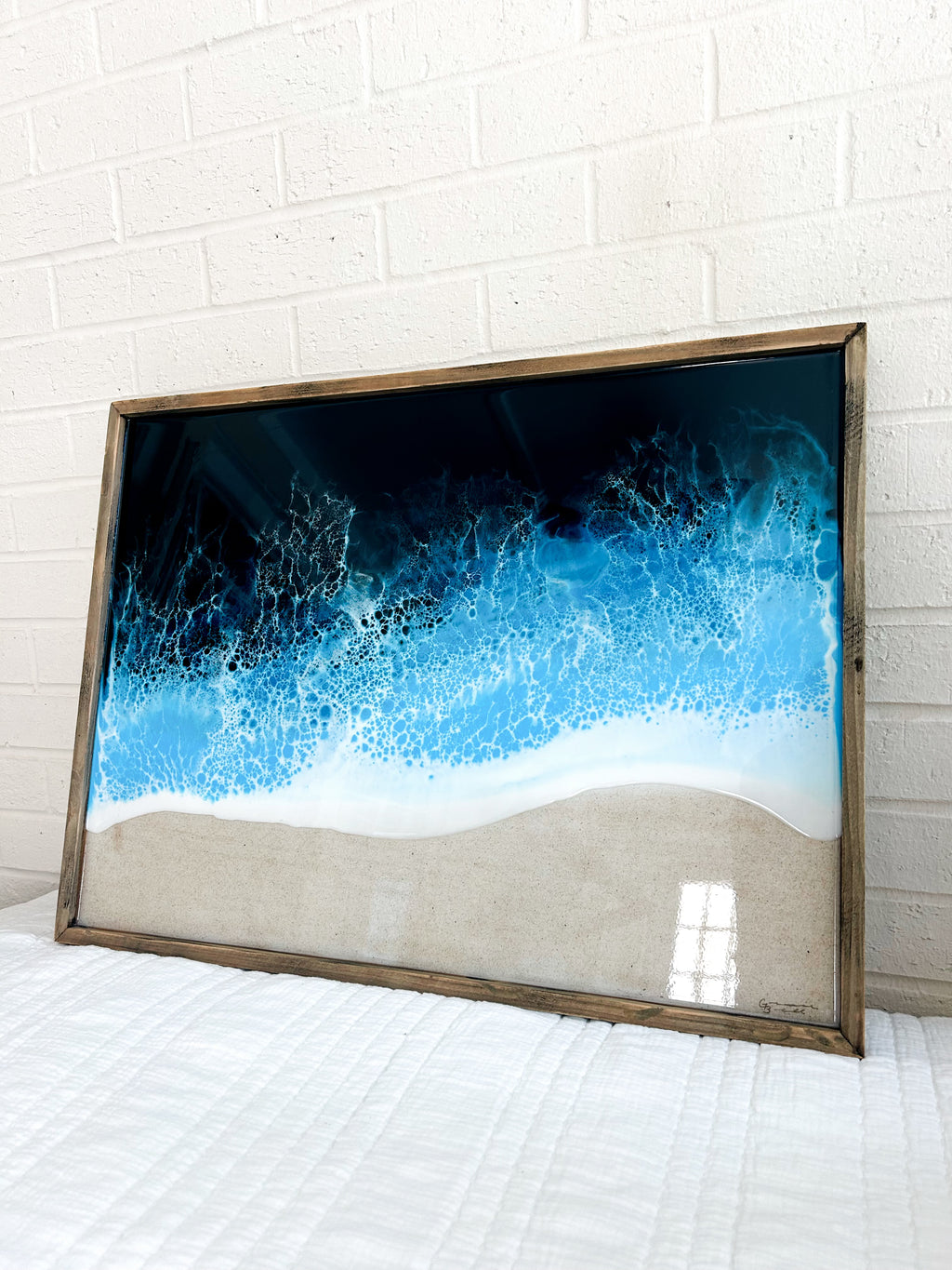 21x28 Driftwood Framed Canvas with Local Sand
